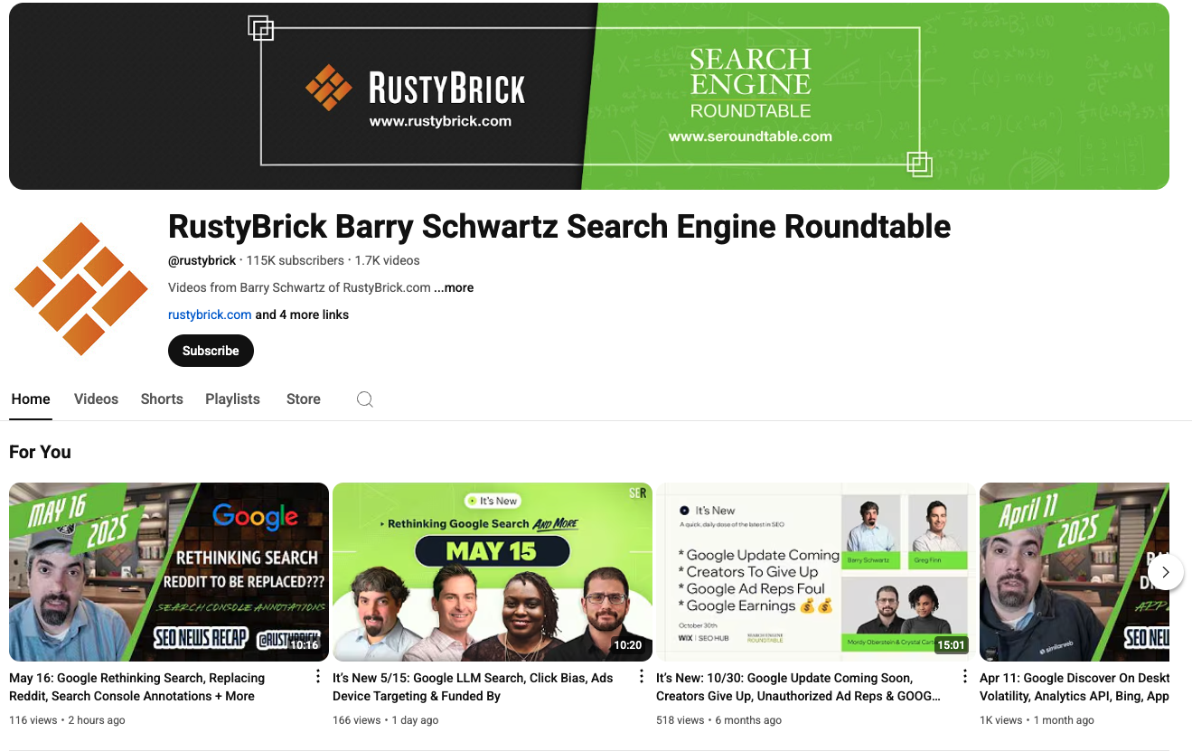 Barry Schwartz YouTube channel header